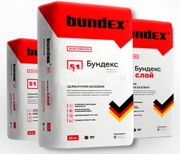 Шпаклевка цементная базовая Бундекс Слой Bundex, 20 кг