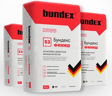 Шпаклевка цементная финишная белая Бундекс Финиш Bundex, 20 кг
