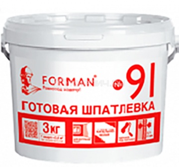 Шпатлевка готовая для внутренних работ Forman 91 белая, 3 кг